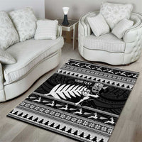 New Zealand Christmas Rugby Personalised Area Rug Meri Kirihimete All Black Maori - Polynesian Pride