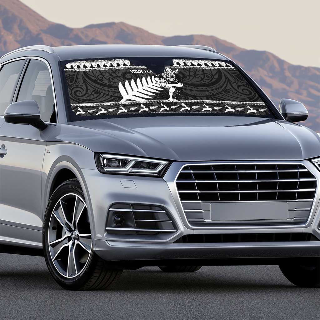 New Zealand Christmas Rugby Personalised Auto Sun Shade Meri Kirihimete All Black Maori - Polynesian Pride