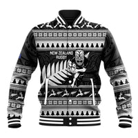 New Zealand Christmas Rugby Personalised Baseball Jacket Meri Kirihimete All Black Maori - Polynesian Pride