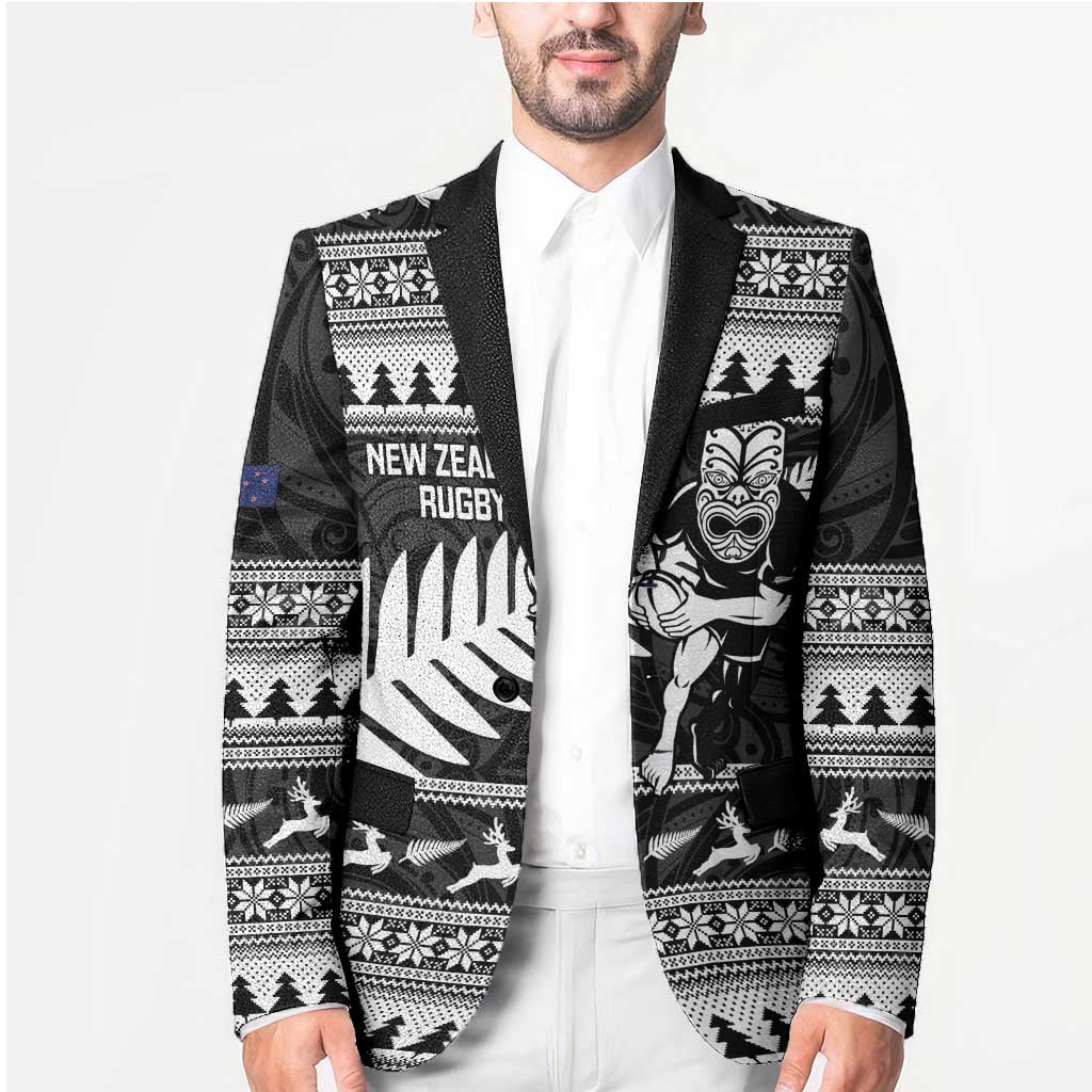 New Zealand Christmas Rugby Personalised Blazer Meri Kirihimete All Black Maori - Polynesian Pride