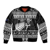 New Zealand Christmas Rugby Personalised Bomber Jacket Meri Kirihimete All Black Maori - Polynesian Pride