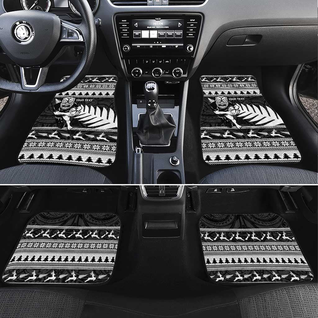 New Zealand Christmas Rugby Personalised Car Mats Meri Kirihimete All Black Maori - Polynesian Pride