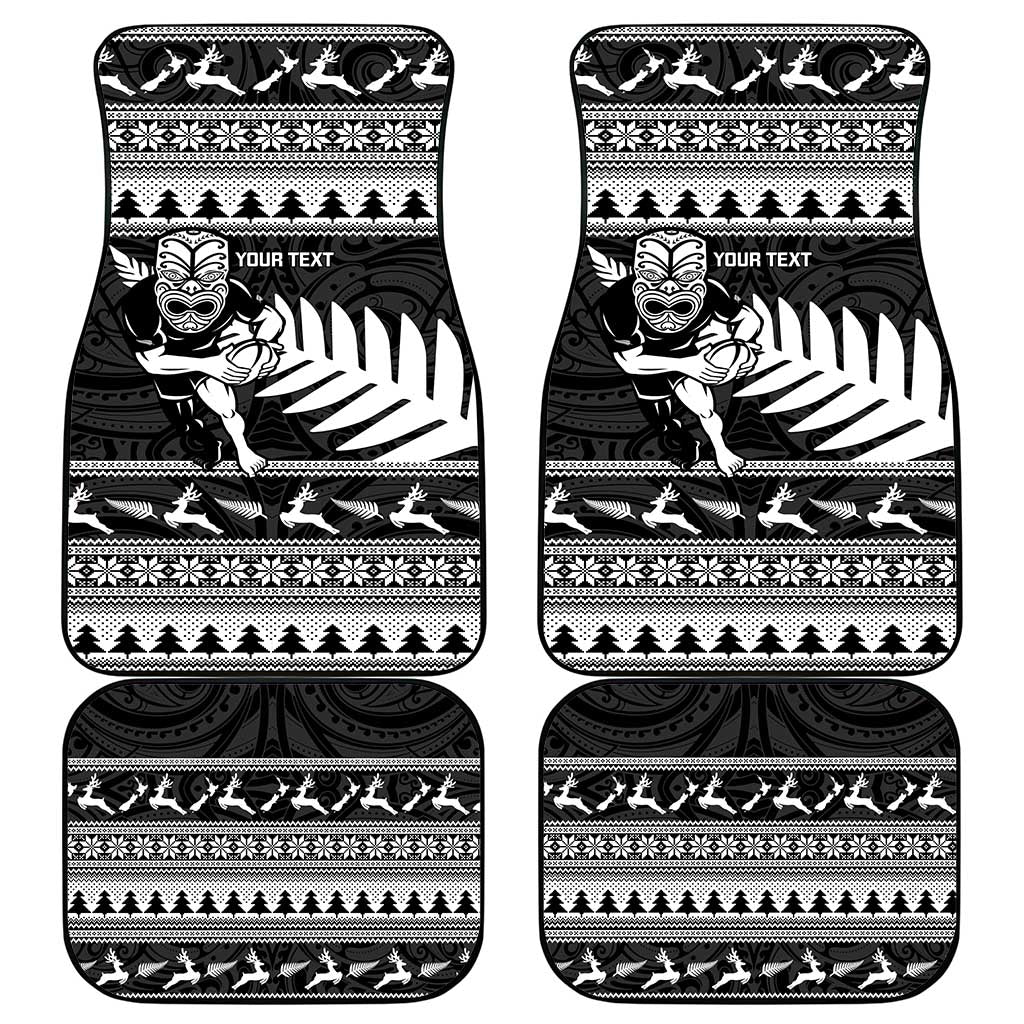 New Zealand Christmas Rugby Personalised Car Mats Meri Kirihimete All Black Maori - Polynesian Pride