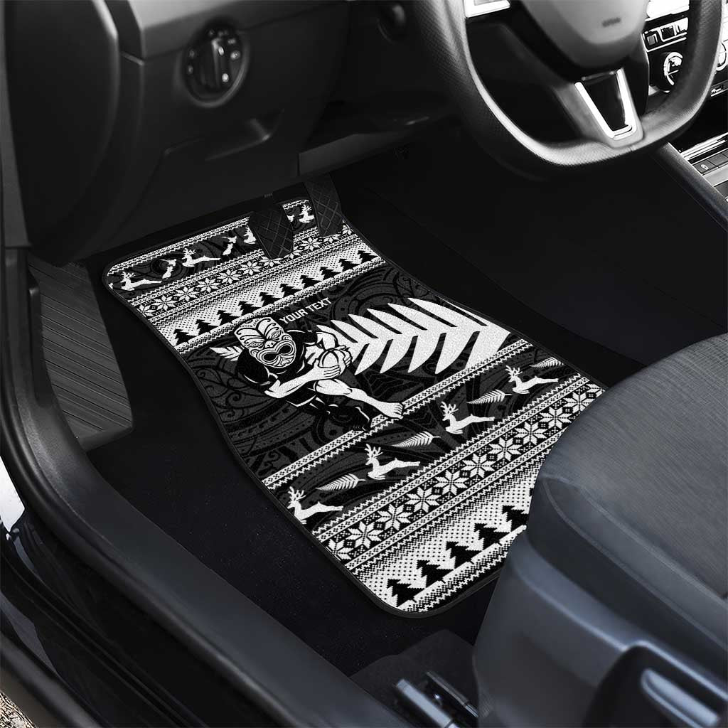 New Zealand Christmas Rugby Personalised Car Mats Meri Kirihimete All Black Maori - Polynesian Pride