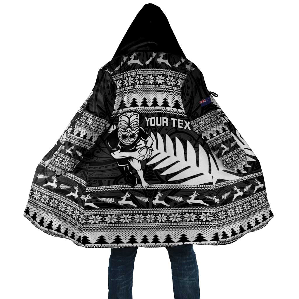 New Zealand Christmas Rugby Personalised Cloak Meri Kirihimete All Black Maori - Polynesian Pride