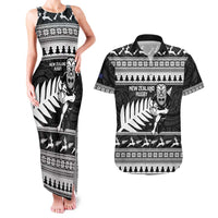 New Zealand Christmas Rugby Personalised Couples Matching Tank Maxi Dress and Hawaiian Shirt Meri Kirihimete All Black Maori - Polynesian Pride