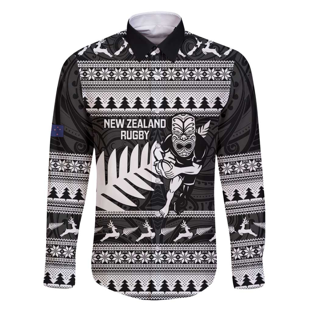 New Zealand Christmas Rugby Personalised Family Matching Puletasi and Hawaiian Shirt Meri Kirihimete All Black Maori - Polynesian Pride