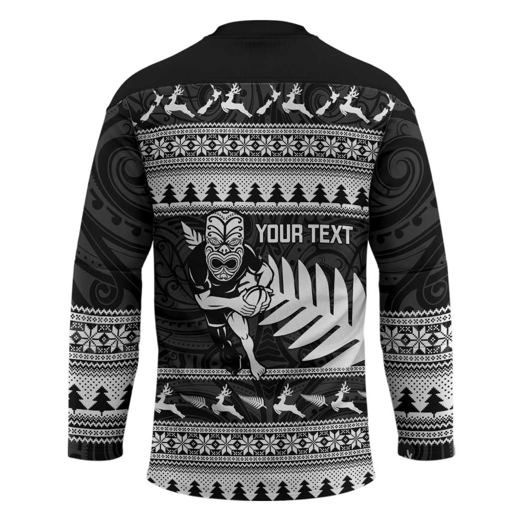New Zealand Christmas Rugby Personalised Hockey Jersey Meri Kirihimete All Black Maori - Polynesian Pride