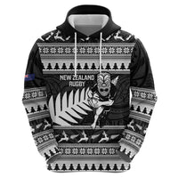 New Zealand Christmas Rugby Personalised Hoodie Meri Kirihimete All Black Maori - Polynesian Pride