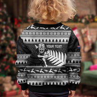 New Zealand Christmas Rugby Personalised Kid Ugly Christmas Sweater Meri Kirihimete All Black Maori - Polynesian Pride