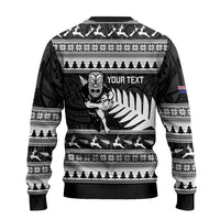 New Zealand Christmas Rugby Personalised Ugly Christmas Sweater Meri Kirihimete All Black Maori - Polynesian Pride