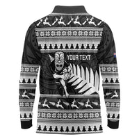 New Zealand Christmas Rugby Personalised Long Sleeve Polo Shirt Meri Kirihimete All Black Maori - Polynesian Pride