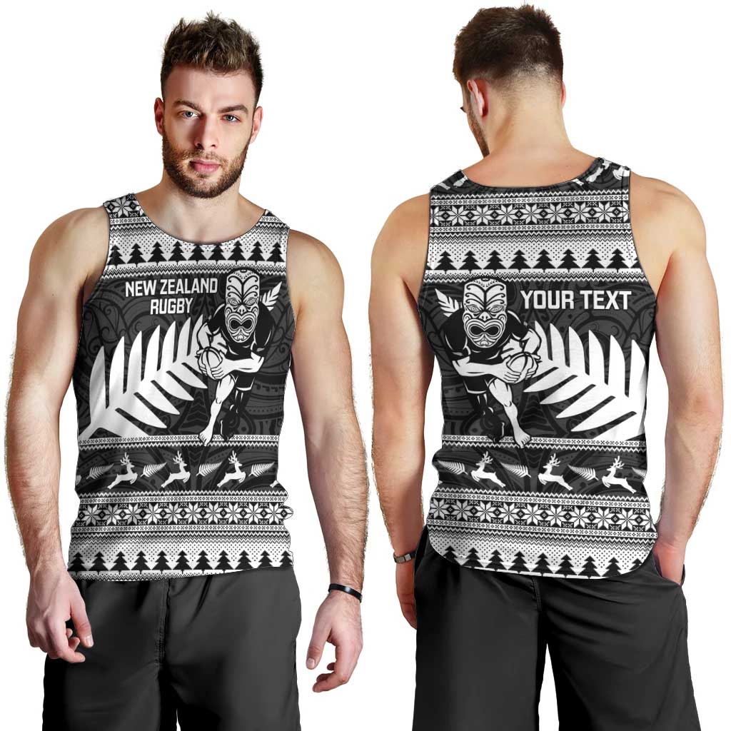 New Zealand Christmas Rugby Personalised Men Tank Top Meri Kirihimete All Black Maori - Polynesian Pride
