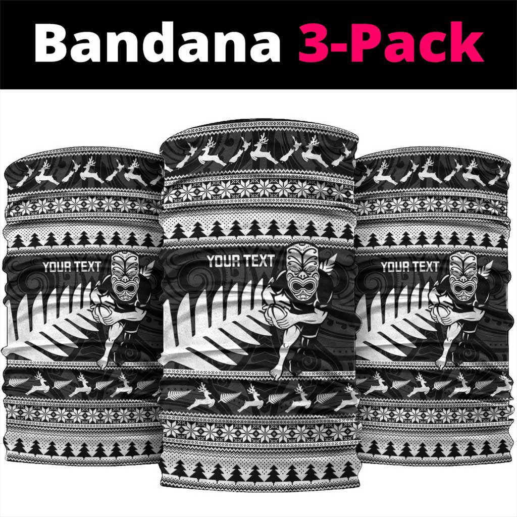 New Zealand Christmas Rugby Personalised Neck Gaiter Meri Kirihimete All Black Maori - Polynesian Pride