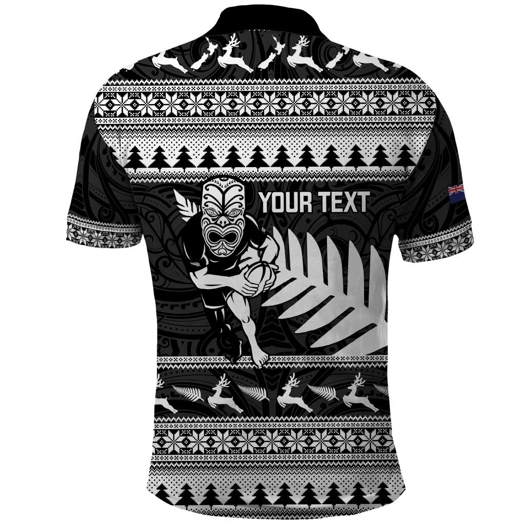 New Zealand Christmas Rugby Personalised Polo Shirt Meri Kirihimete All Black Maori - Polynesian Pride