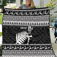 New Zealand Christmas Rugby Personalised Quilt Meri Kirihimete All Black Maori - Polynesian Pride