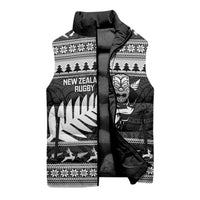 New Zealand Christmas Rugby Personalised Sleeveless Puffer Jacket Meri Kirihimete All Black Maori - Polynesian Pride