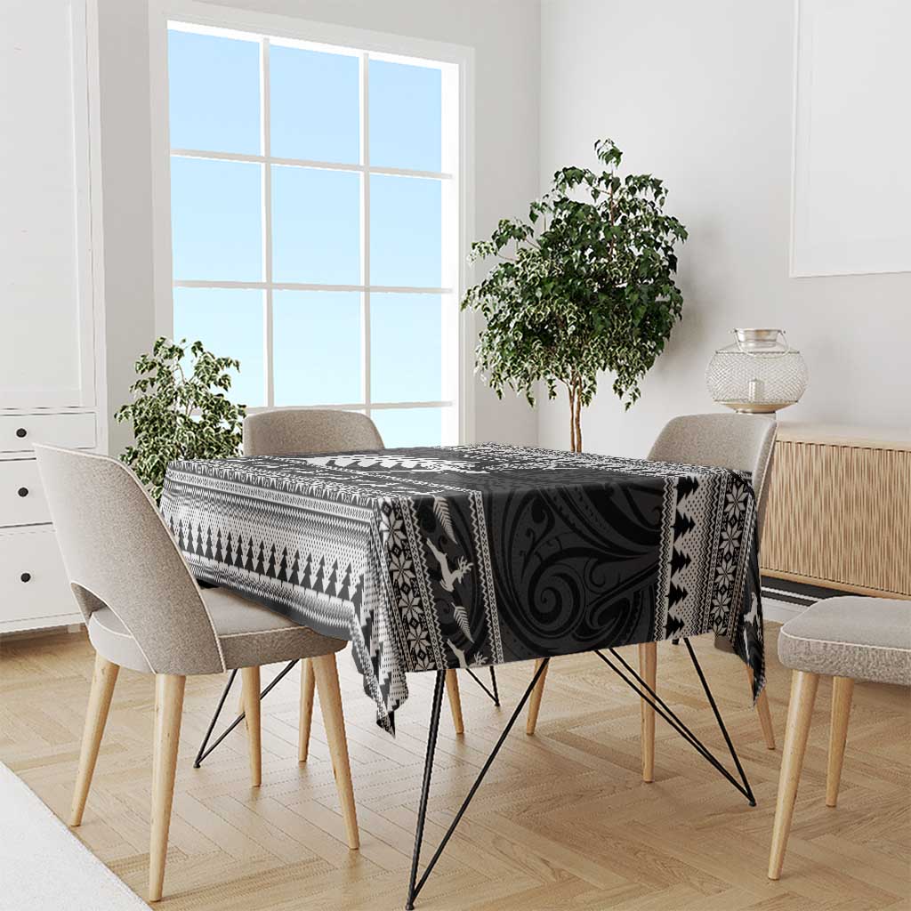 New Zealand Christmas Rugby Personalised Tablecloth Meri Kirihimete All Black Maori - Polynesian Pride