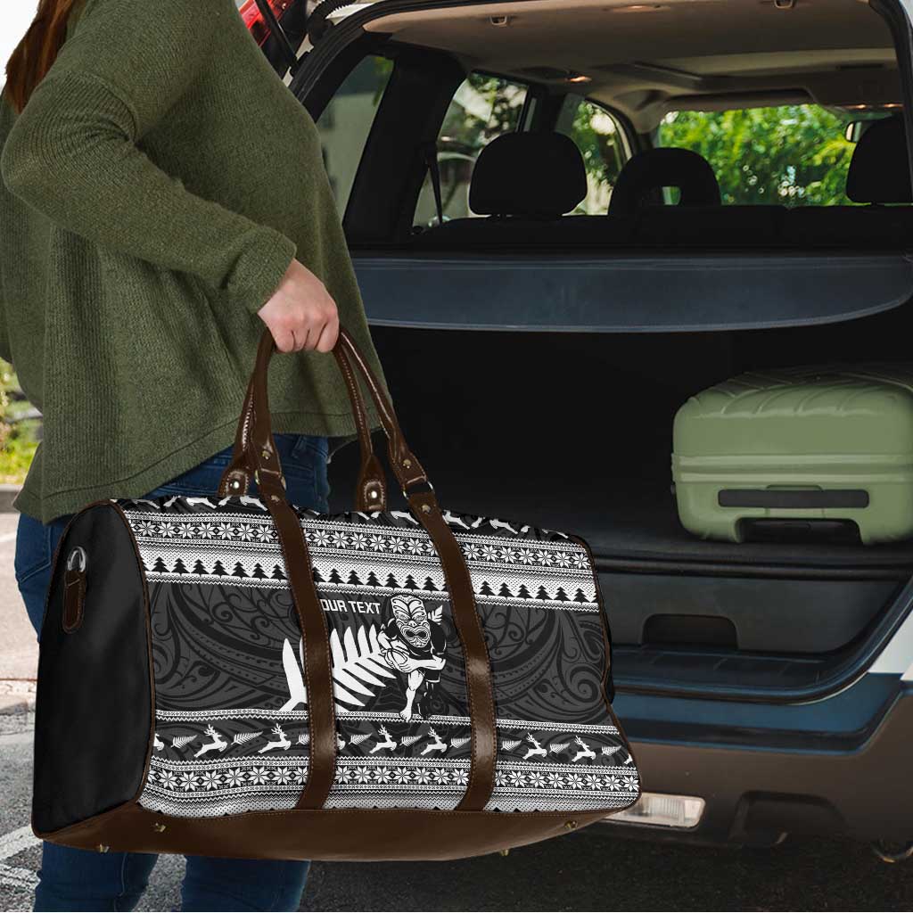 New Zealand Christmas Rugby Personalised Travel Bag Meri Kirihimete All Black Maori - Polynesian Pride