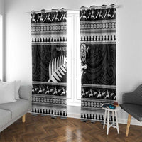 New Zealand Christmas Rugby Personalised Window Curtain Meri Kirihimete All Black Maori - Polynesian Pride