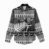 New Zealand Christmas Rugby Personalised Women Casual Shirt Meri Kirihimete All Black Maori - Polynesian Pride