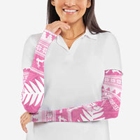 New Zealand Christmas Rugby Personalised Arm Sleeves Meri Kirihimete All Black Maori Pink Version - Polynesian Pride