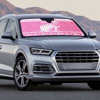 New Zealand Christmas Rugby Personalised Auto Sun Shade Meri Kirihimete All Black Maori Pink Version - Polynesian Pride