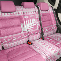 New Zealand Christmas Rugby Personalised Back Car Seat Cover Meri Kirihimete All Black Maori Pink Version - Polynesian Pride