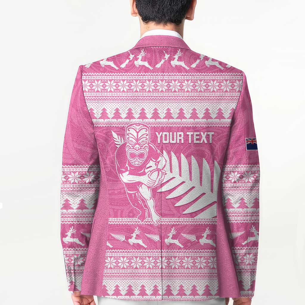 New Zealand Christmas Rugby Personalised Blazer Meri Kirihimete All Black Maori Pink Version - Polynesian Pride