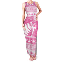 New Zealand Christmas Rugby Personalised Family Matching Tank Maxi Dress and Hawaiian Shirt Meri Kirihimete All Black Maori Pink Version - Polynesian Pride
