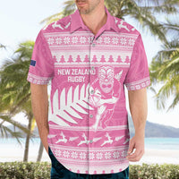 New Zealand Christmas Rugby Personalised Hawaiian Shirt Meri Kirihimete All Black Maori Pink Version - Polynesian Pride