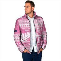 New Zealand Christmas Rugby Personalised Padded Jacket Meri Kirihimete All Black Maori Pink Version - Polynesian Pride