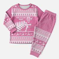 New Zealand Christmas Rugby Personalised Christmas Pajama Set Meri Kirihimete All Black Maori Pink Version - Polynesian Pride