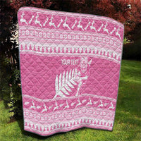 New Zealand Christmas Rugby Personalised Quilt Meri Kirihimete All Black Maori Pink Version - Polynesian Pride