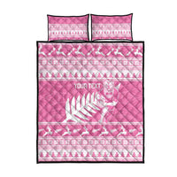New Zealand Christmas Rugby Personalised Quilt Bed Set Meri Kirihimete All Black Maori Pink Version - Polynesian Pride