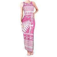 New Zealand Christmas Rugby Personalised Tank Maxi Dress Meri Kirihimete All Black Maori Pink Version - Polynesian Pride