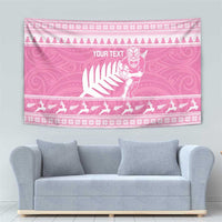 New Zealand Christmas Rugby Personalised Tapestry Meri Kirihimete All Black Maori Pink Version - Polynesian Pride