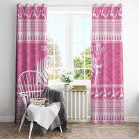 New Zealand Christmas Rugby Personalised Window Curtain Meri Kirihimete All Black Maori Pink Version - Polynesian Pride