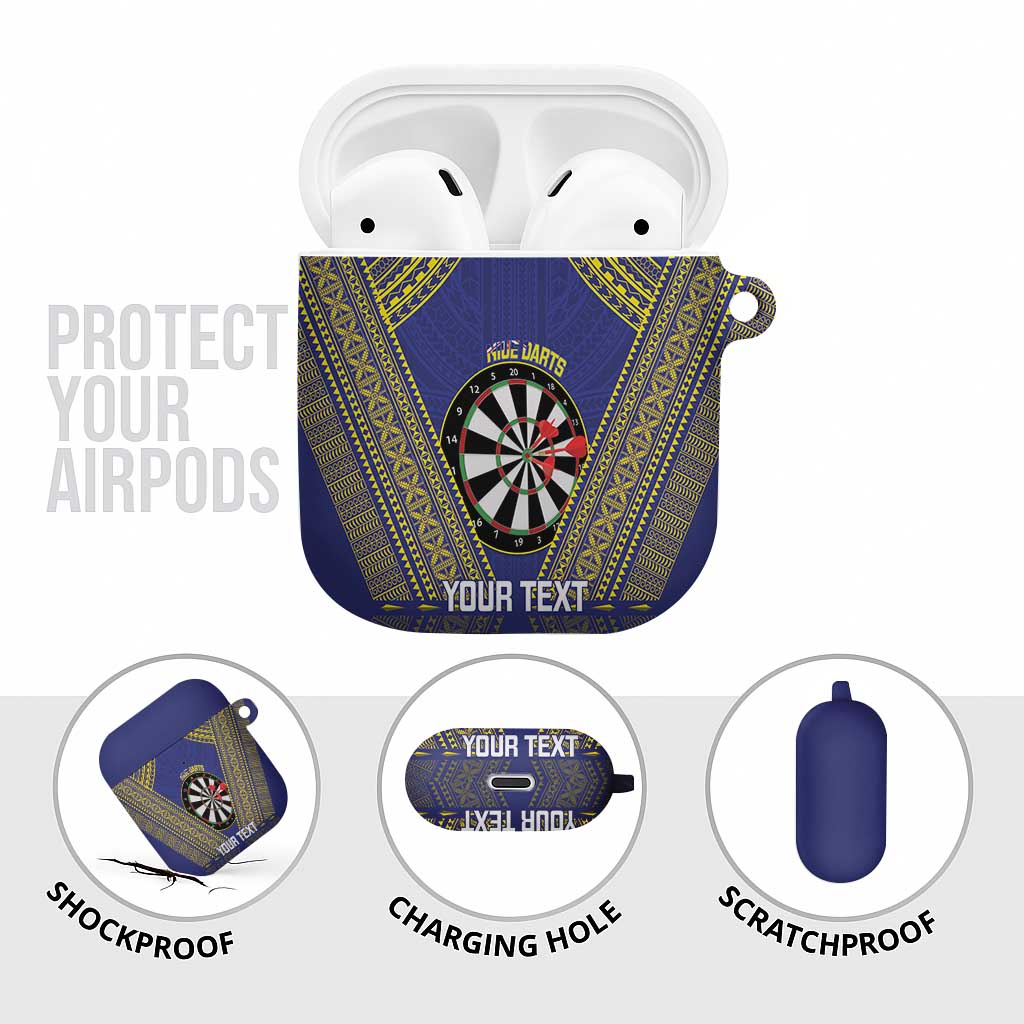 Personalised Niue Darts AirPods Case Dart Board Hiapo Pattern - Polynesian Pride