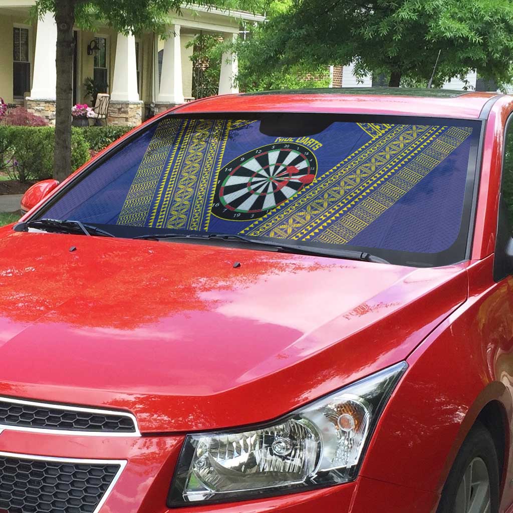 Personalised Niue Darts Auto Sun Shade Dart Board Hiapo Pattern - Polynesian Pride