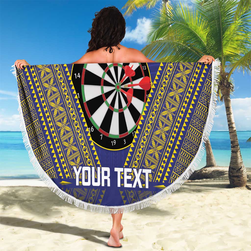 Personalised Niue Darts Beach Blanket Dart Board Hiapo Pattern - Polynesian Pride