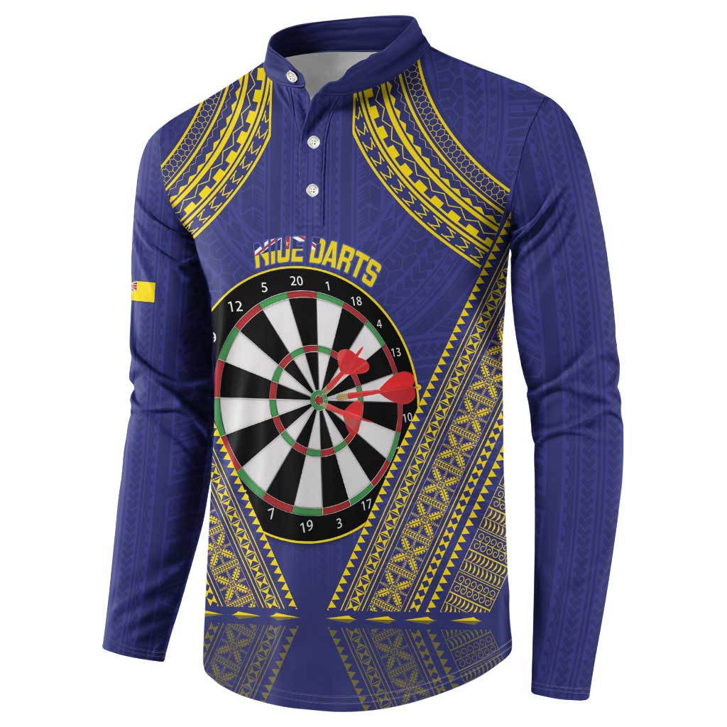 Personalised Niue Darts Button Sweatshirt Dart Board Hiapo Pattern - Polynesian Pride