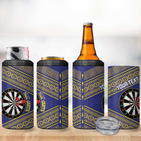 Personalised Niue Darts 4 in 1 Can Cooler Tumbler Dart Board Hiapo Pattern - Polynesian Pride