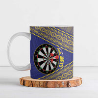 Personalised Niue Darts Ceramic Mug Dart Board Hiapo Pattern - Polynesian Pride