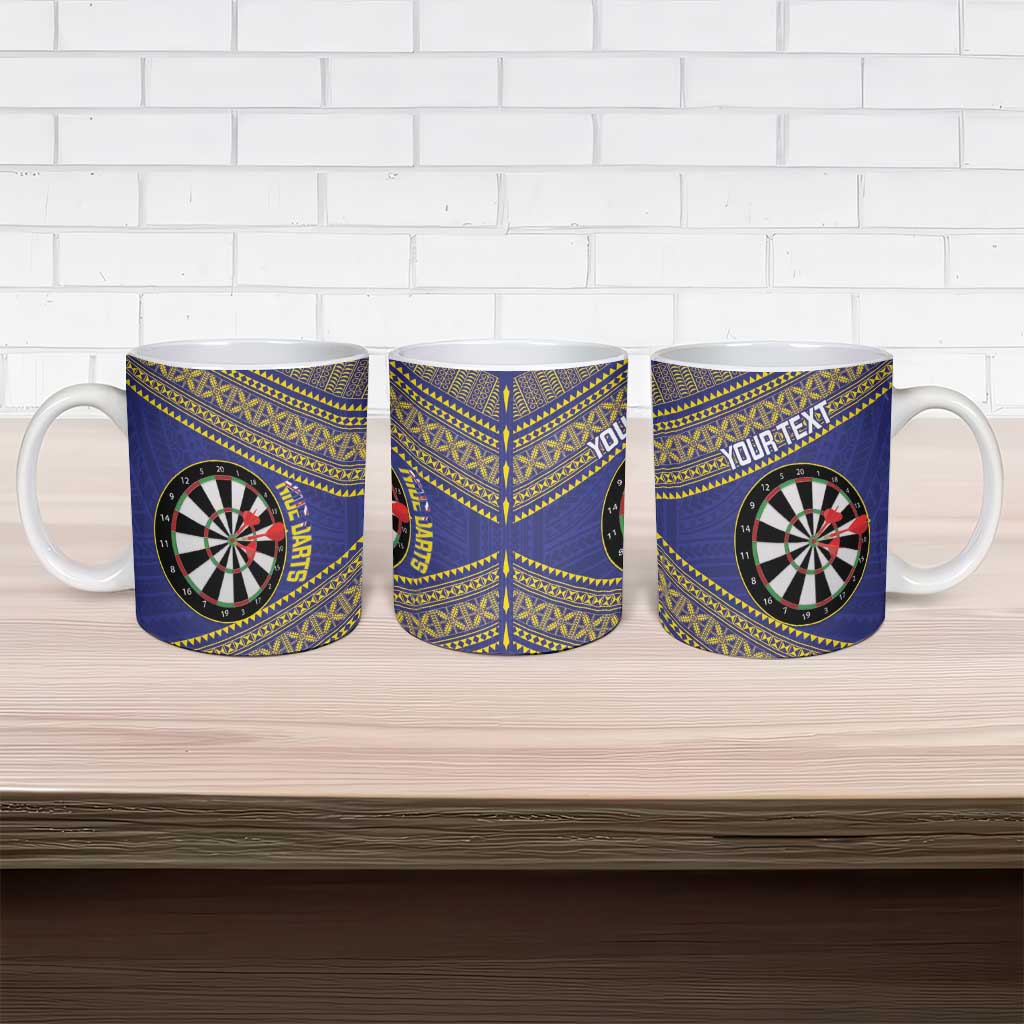 Personalised Niue Darts Ceramic Mug Dart Board Hiapo Pattern - Polynesian Pride