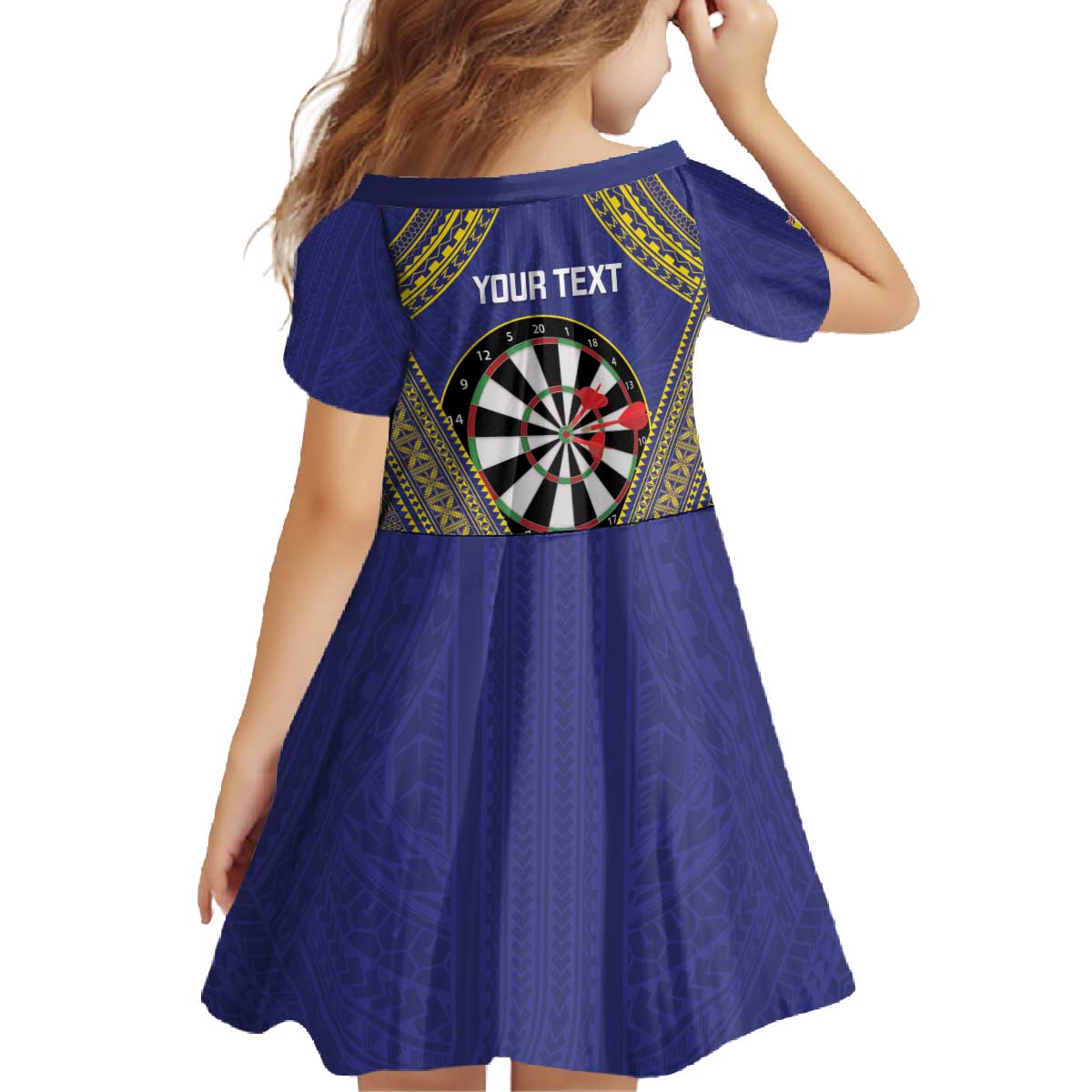 Personalised Niue Darts Family Matching Off The Shoulder Long Sleeve Dress and Hawaiian Shirt Dart Board Hiapo Pattern - Polynesian Pride