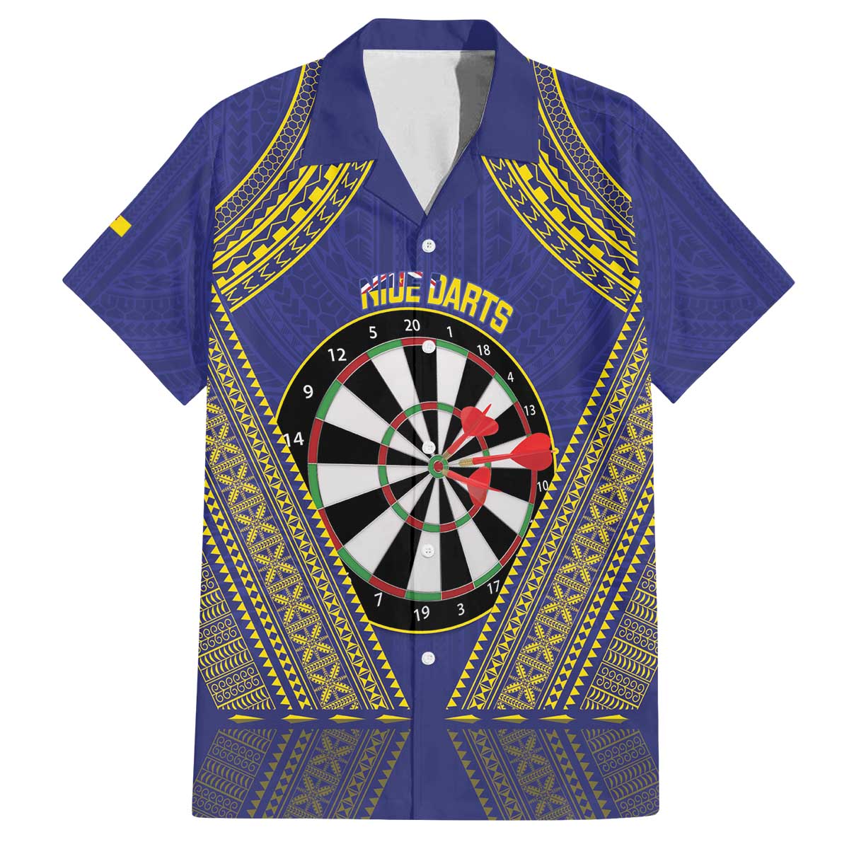 Personalised Niue Darts Family Matching Off The Shoulder Long Sleeve Dress and Hawaiian Shirt Dart Board Hiapo Pattern - Polynesian Pride
