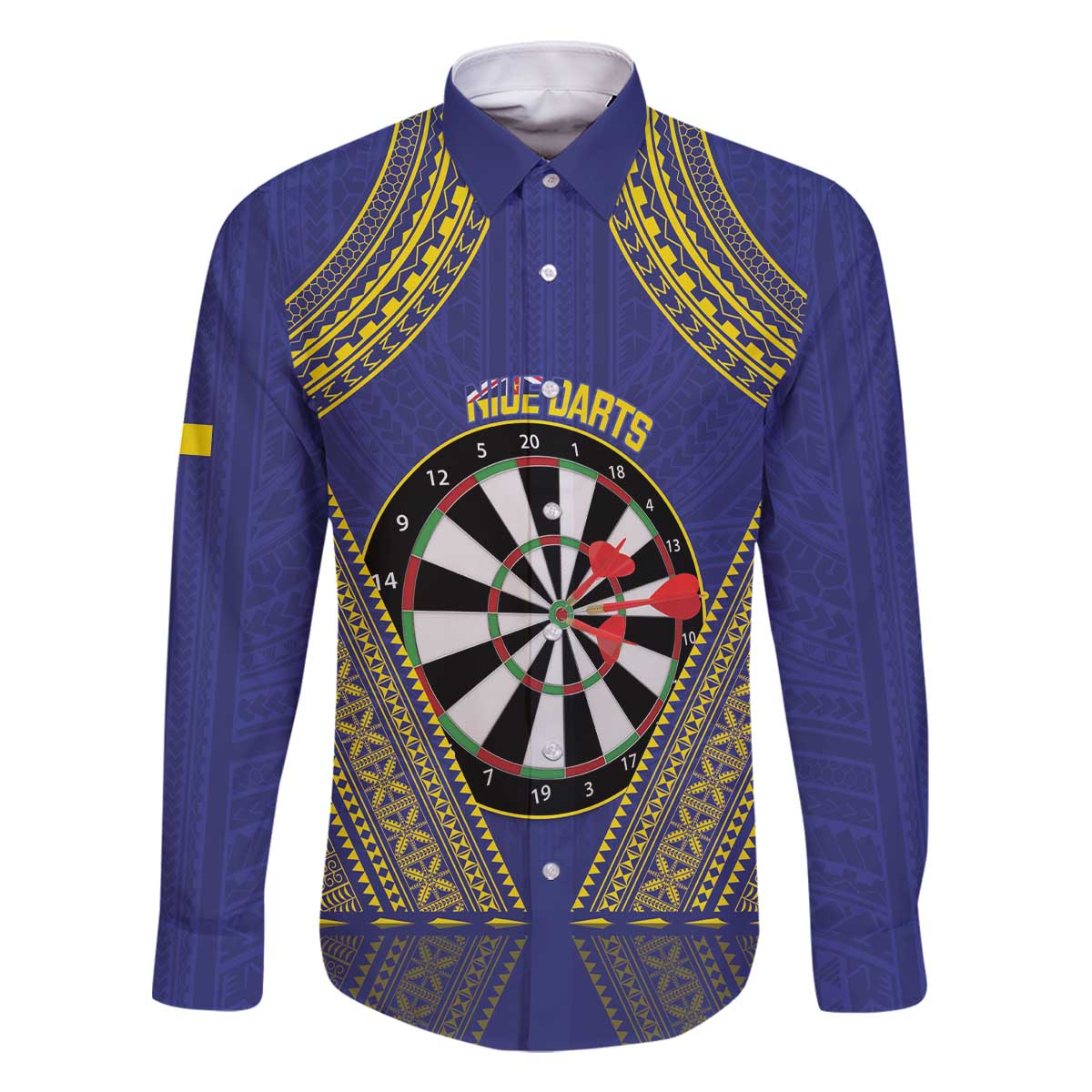 Personalised Niue Darts Family Matching Off The Shoulder Long Sleeve Dress and Hawaiian Shirt Dart Board Hiapo Pattern - Polynesian Pride