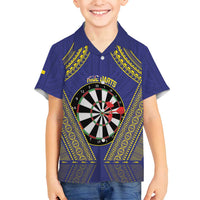 Personalised Niue Darts Family Matching Off Shoulder Maxi Dress and Hawaiian Shirt Dart Board Hiapo Pattern - Polynesian Pride