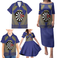 Personalised Niue Darts Family Matching Puletasi and Hawaiian Shirt Dart Board Hiapo Pattern - Polynesian Pride